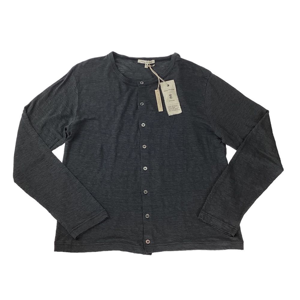VLAS BLOMME Size 2 (US 6) NWT Button Front Top Shirt Gray 100% Linen Japanese